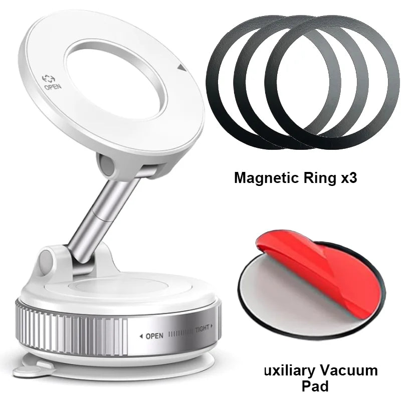 Veltrixa™ Ultra-Grip Mechanical Vacum Magnetic Phone Mount – 360° Rotation, Zero-Vibration | Universal Fit