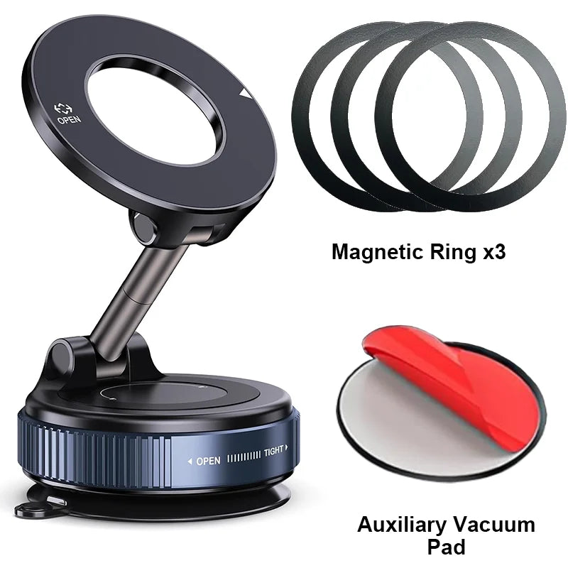 Veltrixa™ Ultra-Grip Mechanical Vacum Magnetic Phone Mount – 360° Rotation, Zero-Vibration | Universal Fit