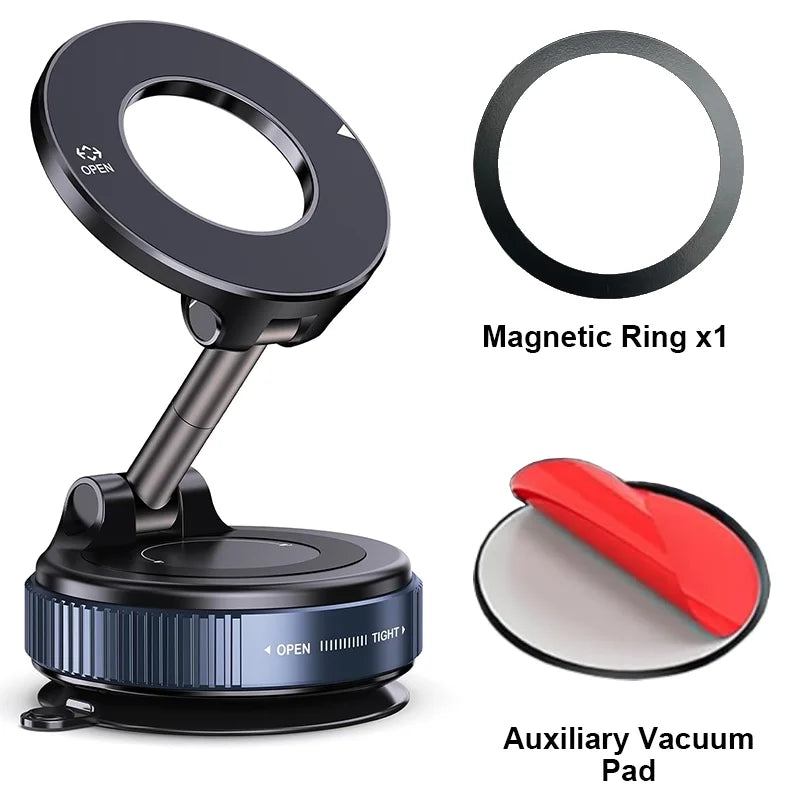 Veltrixa™ Ultra-Grip Mechanical Vacum Magnetic Phone Mount – 360° Rotation, Zero-Vibration | Universal Fit