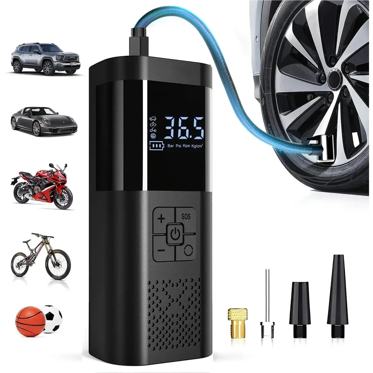 Veltrixa™ Cordless Tire Inflator – 150PSI Fast Inflation, Auto-Shutoff | Cars, Bikes & Mor