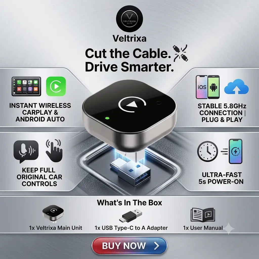 Wireless CarPlay & Android Auto Adapter | Veltrixa™ Link